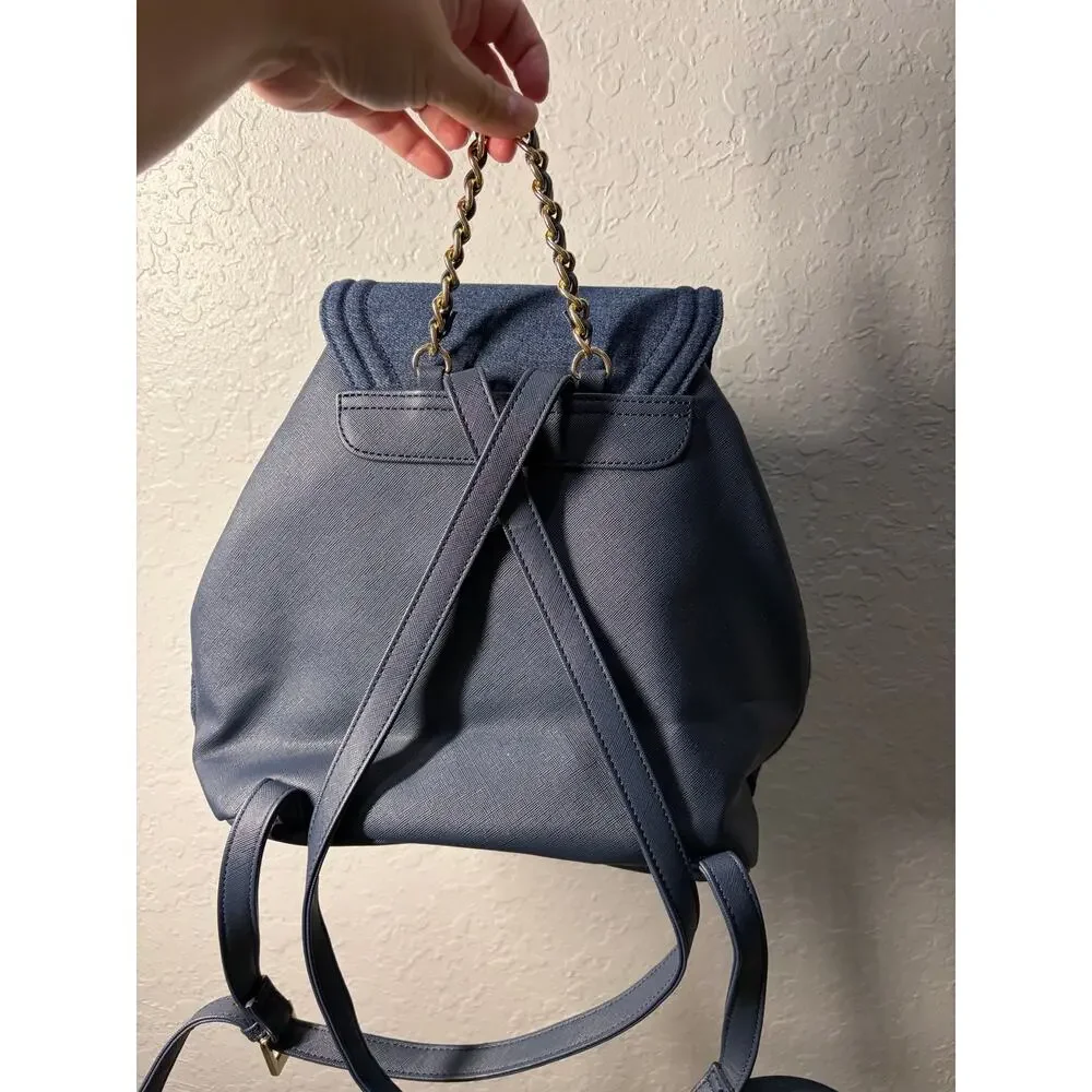 GUESS Blue Denim Backpack Bag Roses Casual Boho
